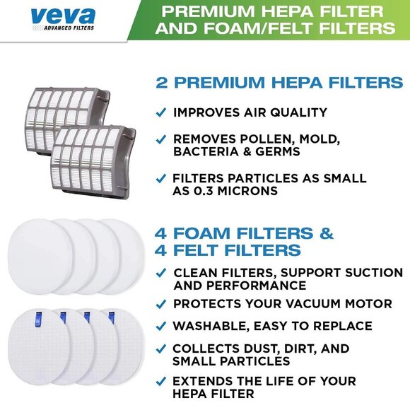 NEW VEVA Complete Premium Vacuum Filter Set, 10 Pieces - Picture 6 of 9
